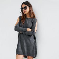 ASOS Dress in Knit with Cold Shoulder Detail