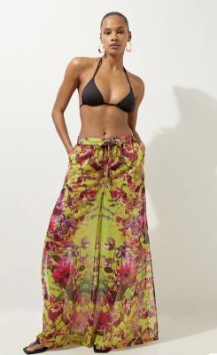 Mirrored Floral Georgette Beach Trousers