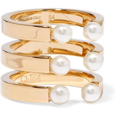 Chloé - Darcey gold-plated Swarovski pearl ring