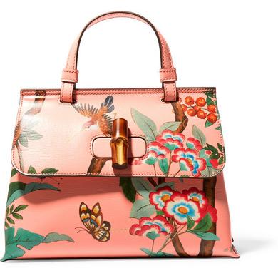 Gucci Bamboo Daily printed textured-leather shoulder bag