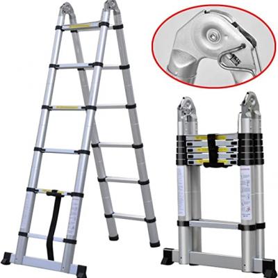 5M Telescopic Ladder DIY Aluminum Alloy Folding Extendable Extension Ladder A-Frame Multi Purpose (Load Capacity 150kg)