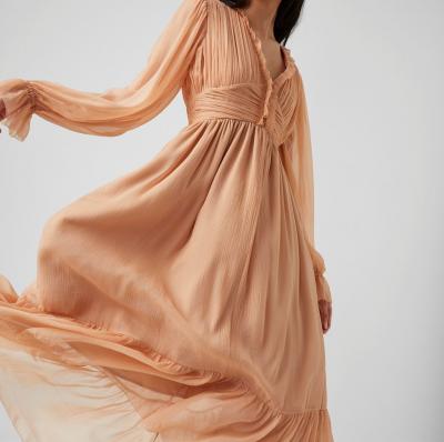 Alita Pleated V Neck Recycled Midi Dress - clay nude - French Connection