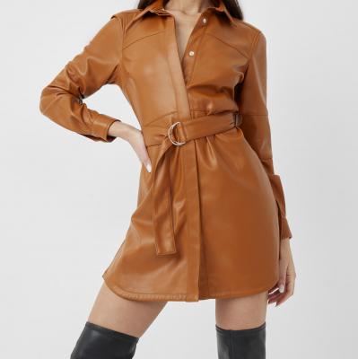 Patti Vegan Leather Mini Shirt Dress - French Connection