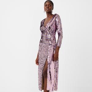 Fiki Sequin Midi Dress Rose/Dewberry– French Connection UK