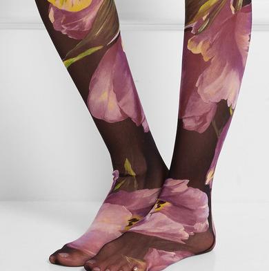 Dolce & Gabbana Tulip-print tulle knee socks