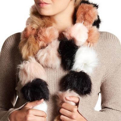 Betsey Johnson Pommy Dearest Faux Fur Muffler Scarf