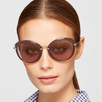 Miu Miu Noir round-frame acetate and gold-tone sunglasses