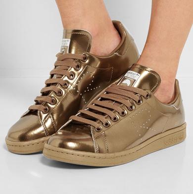 Adidas Originals + Raf Simons Stan Smith perforated metallic leather sneakers