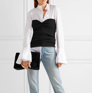 Stella McCartney Nina small velvet and faux leather clutch