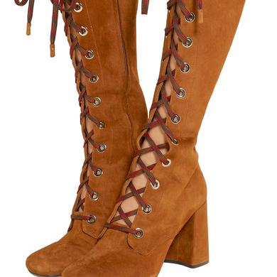 Prada Lace-up suede knee boots
