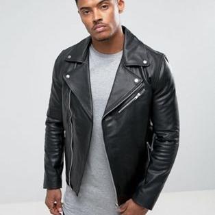 ASOS Leather Biker Jacket In Black - men
