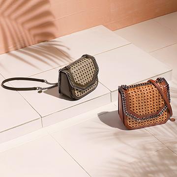 Khaki Falabella Box Wicker Mini Shoulder Bag - Stella Mccartney