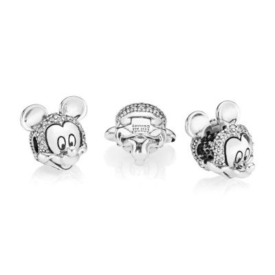 DISNEY, SHIMMERING MICKEY PORTRAIT CLIP CHARM Sterling Silver, Cubic Zirconia