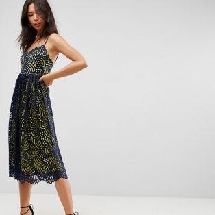 ASOS ASOS Contrast Lace Cami Midi Prom Dress