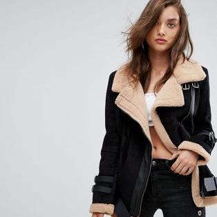 Boohoo Contrast Aviator Jacket