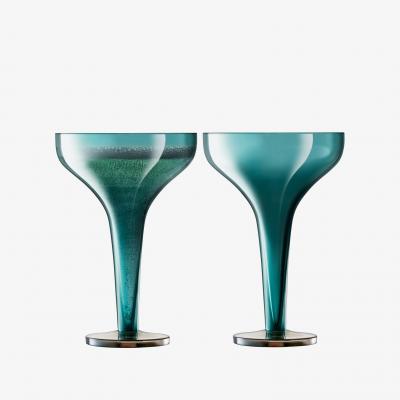 LSA International Epoque champagne saucer 150ml peacock-lustre x 2