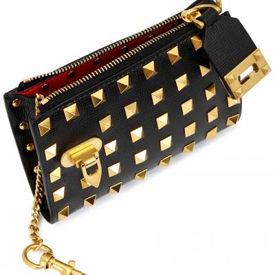 Valentino Valentino Garavani Rockstud black leather wallet - Harvey Nichols