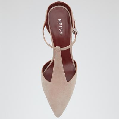 Loki Blush Suede T-bar Shoes - REISS