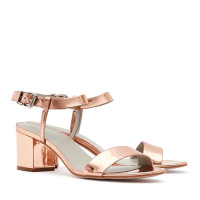 Vivi Rose Gold Block Mid-heel Sandals - REISS