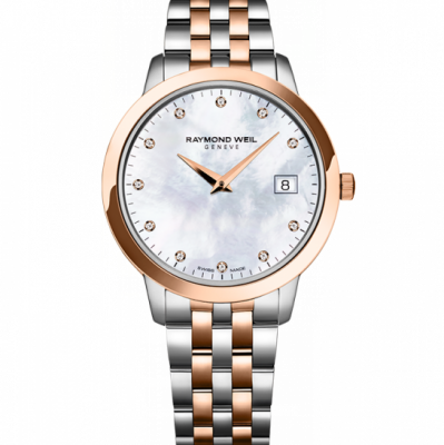Raymond Weil Toccata 34 mm Steel and rose gold plating ladies watch , 11 diamonds