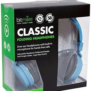 Bitmore Classic Over-Ear Headphone with In Line Microphone and Detachable Cable - Blue