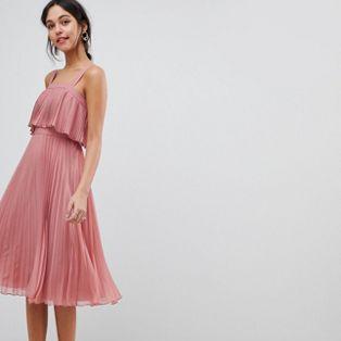 ASOS DESIGN double layer pleated cami midi dress