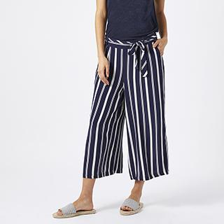 Monsoon Roz Stripe Cropped Trousers Navy 10