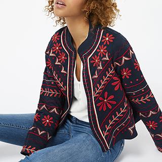 Monsoon Tabatha Embroidered Jacket Navy 10 4439056110