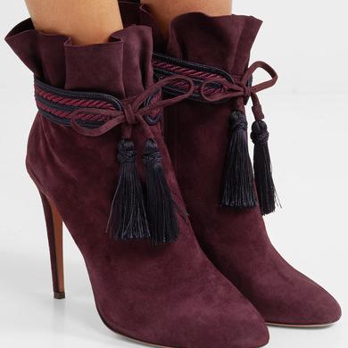 Aquazzura Shanty tasseled suede ankle boots