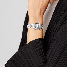 Cartier Panthère de Cartier small 18-karat rhodiumized white gold diamond watch