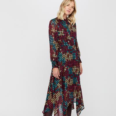 Hazel Houndstooth Print Midi Dress Pink 8 7478971008 Monsoon