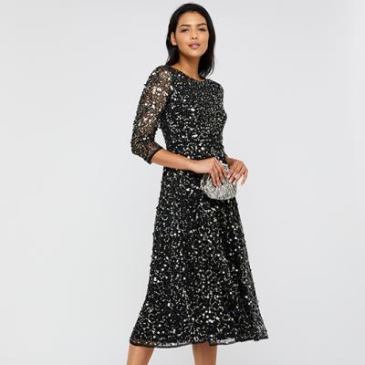 Amber Heart Sequin-Embellished Midi Dress Black 8 7418710108 Monsoon