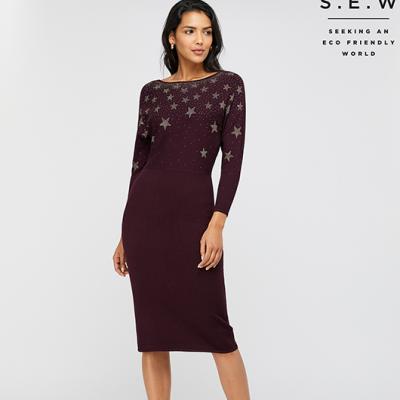 Starr Sustainable Viscose Hotfix Dress Purple Small 7506497151 Monsoon