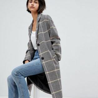 ASOS DESIGN coat in coloured check