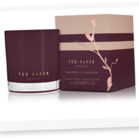 Ted Baker Residence Pepper and Cedarwood Candle, Wax, Burgundy, 75 x 75 x 92 cm