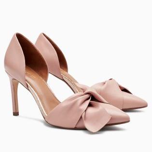 Pink Leather Bow Two Part Courts from Next UK