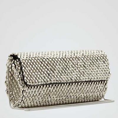REISS SOUXIE BEADED CLUTCH SILVER