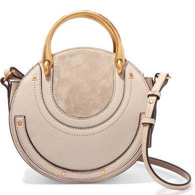 Chloé Pixie small suede and textured-leather shoulder bag