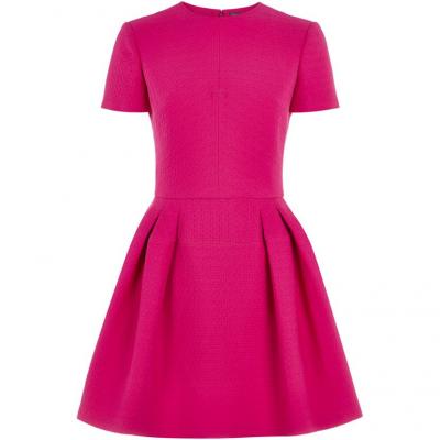 Alexander McQueen Floral Piqué Pleated Peplum Mini Dress