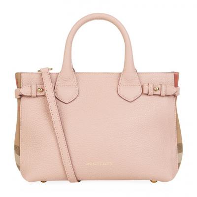 Burberry Small House Check Detail Leather Banner Bag