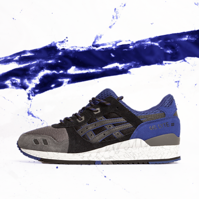 Mens asics black and blue gel-lyte iii trainers