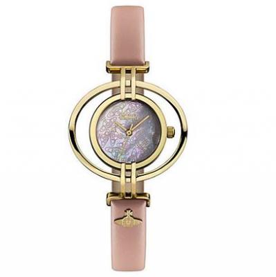 VIVIENNE WESTWOOD Vv133pkpk oval leather and gold-plated watch