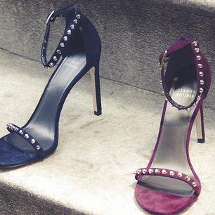 Stuart Weitzman: WhataStud Nudistsong Suede Sandals