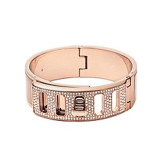 Michael Kors Rose Gold-Tone and Acetate Turnlock Bangle
