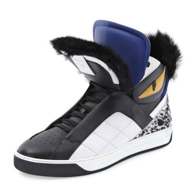 Fendi Monster Fur-Trimmed High-Top Sneaker 