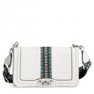 Rebecca Minkoff Jacquard Love Leather Crossbody Bag with Guitar Strap