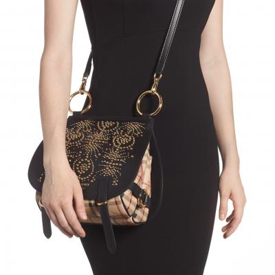 Burberry Bridle Stud Haymarket Shoulder Bag