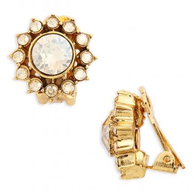 Oscar de la Renta Crystal Starburst Clip Earrings