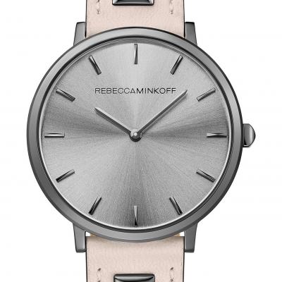 Rebecca Minkoff Major Stud Leather Strap Watch, 35mm