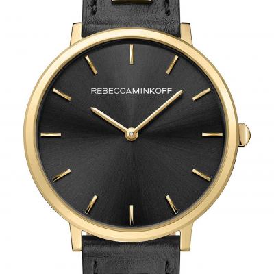 Rebecca Minkoff Major Stud Leather Strap Watch, 35mm